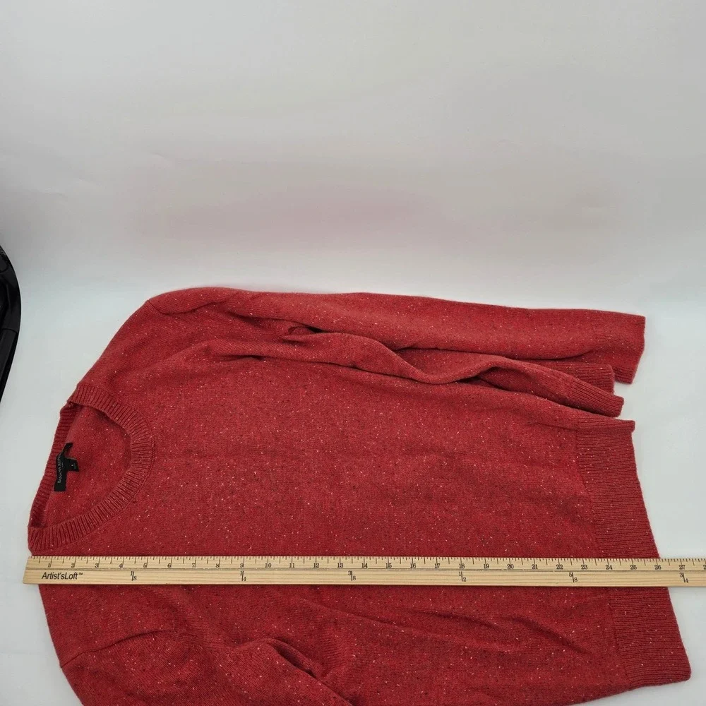 Banana Republic Mens Large Red Donegal Fleck Cotton Wool Blend Crew Neck Sweater